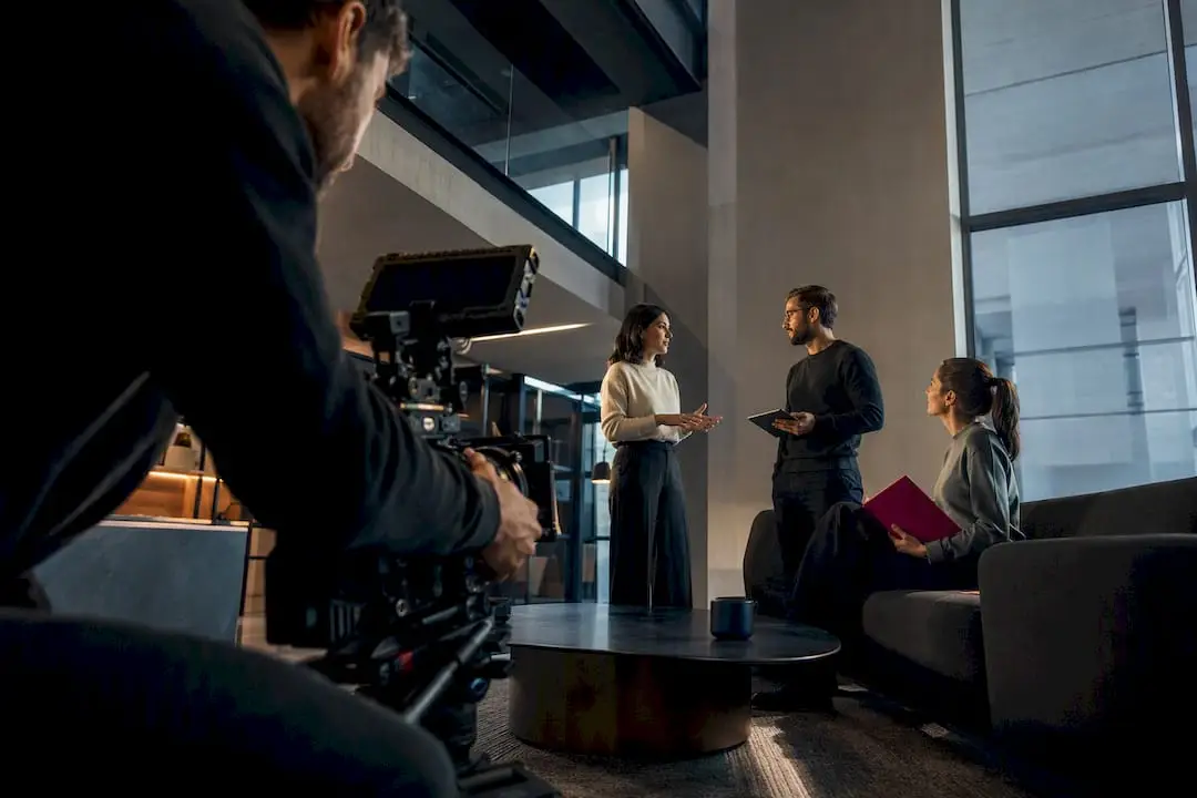 Gravação de uma cena para vídeo institucional