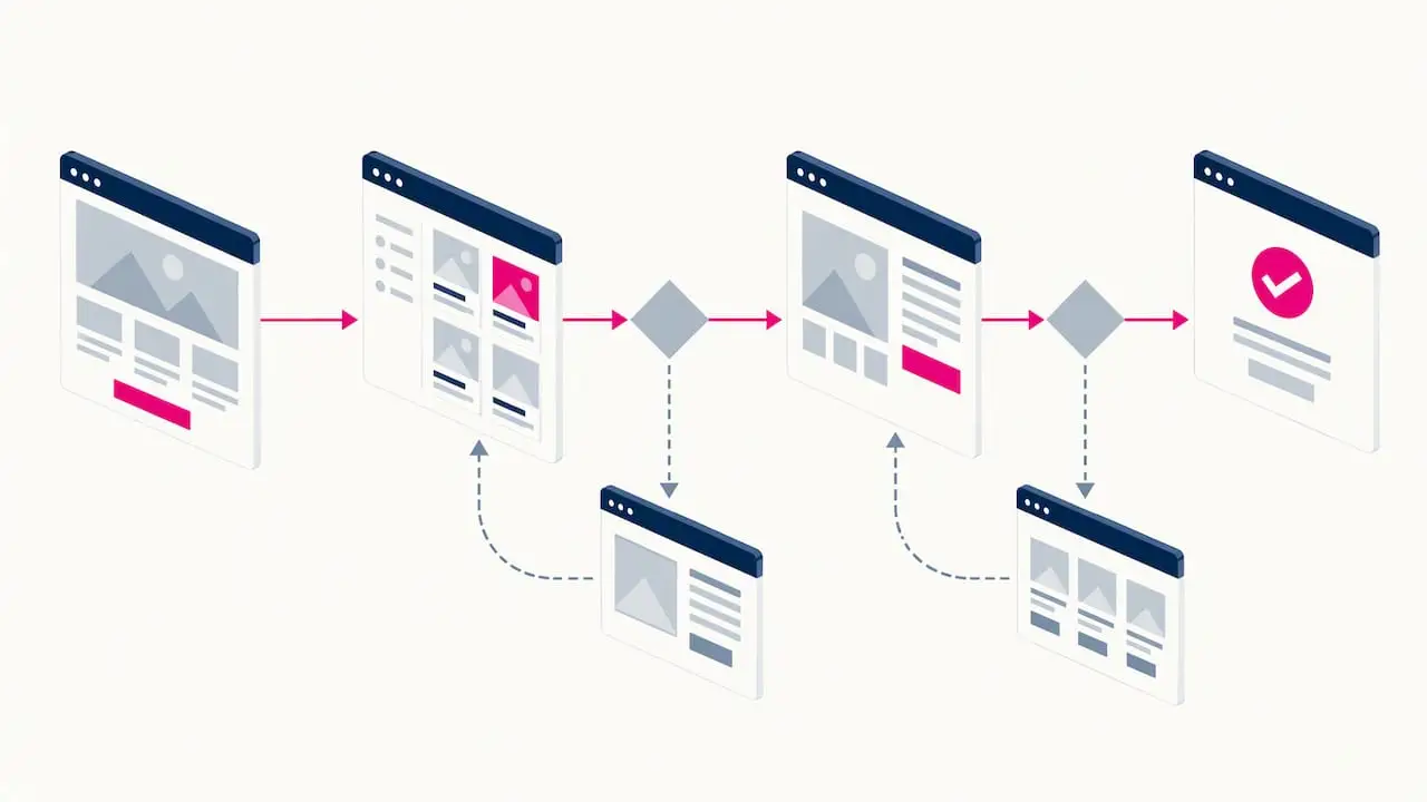 Sequência de wireframes para validar a experiência