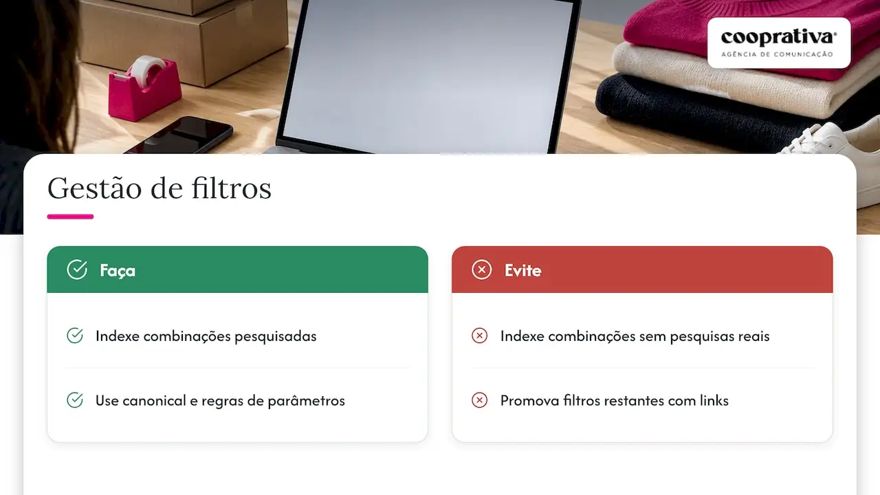 Decisão de indexação para filtros de loja